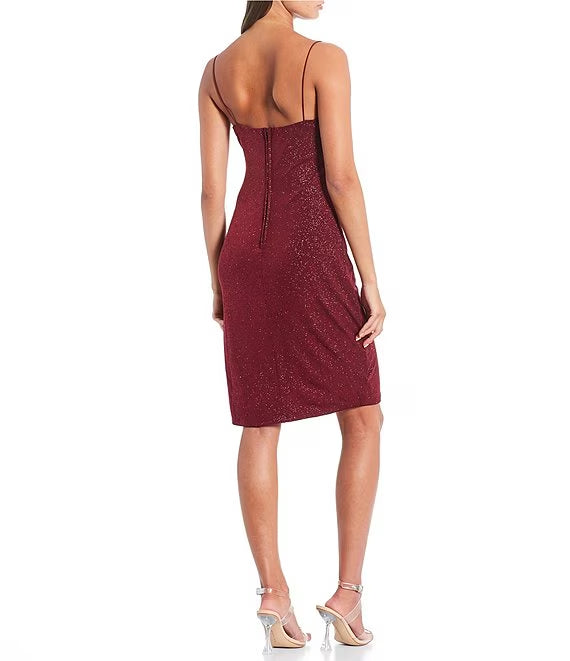 Sequin front slit tight prom dress